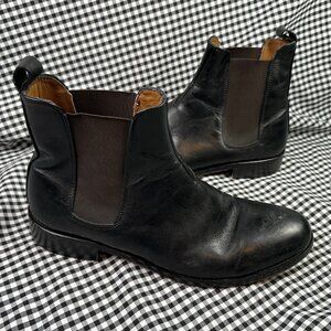 Mario Alborino Made in Italy Black Leather Mens Chelsea Boots EU 43 / US 10